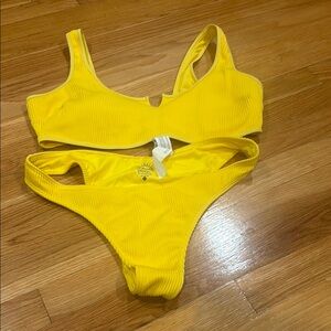 Hollister Yellow Ribbed Bikini Set